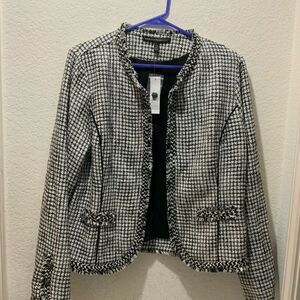 WHITE HOUSE BLACK MARKET | Black/White Tweed Blazer | Size L